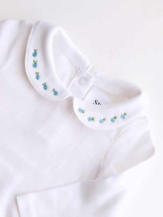 Body con colletto ricamato minimal fiori