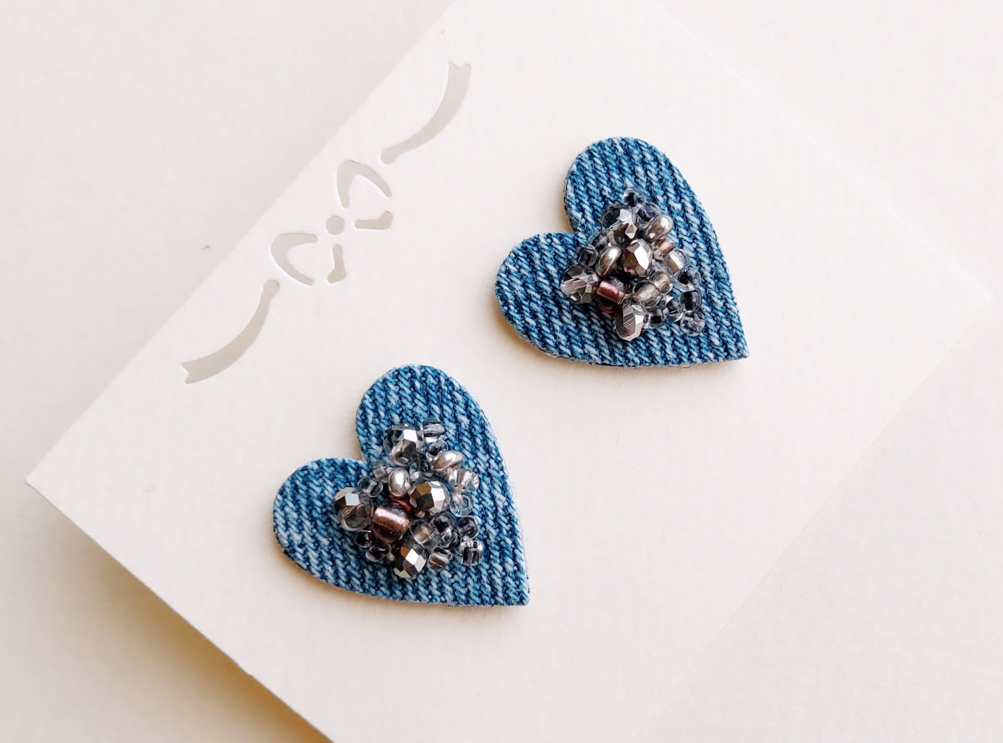 Orecchini cuore jeans