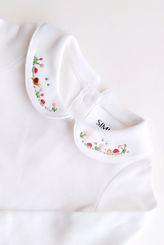 Body con colletto ricamato autunno